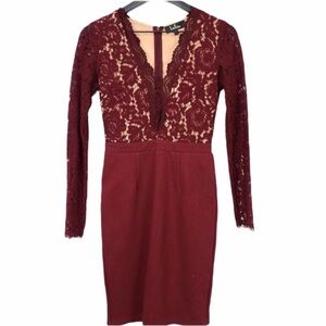 Lulus fitted lace dress. Wine color.